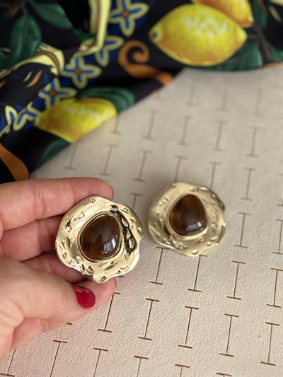 Özel Seri Vintage Mat Kahve Küpe