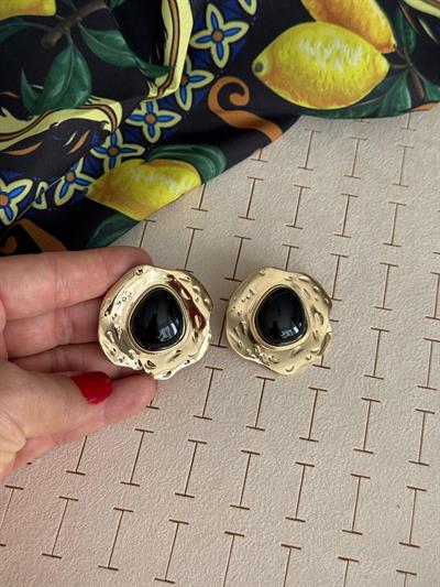 Özel Seri Vintage Mat Siyah Küpe
