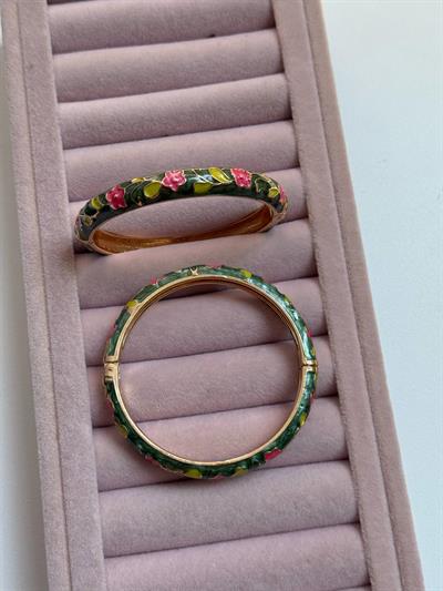 Özel Seri Yeşil  Sedefli Çiçekli Kelepçe Bileklik