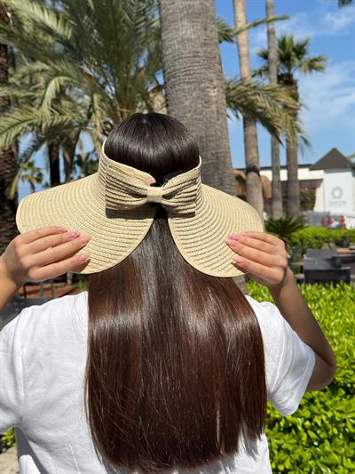 Üstü Açık Hasır Vizör Şapka  Ekru