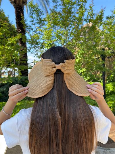 Üstü Açık Hasır Vizör Şapka Camel