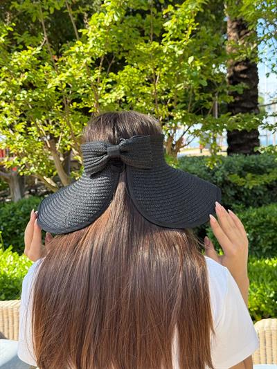 Üstü Açık Hasır Vizör Şapka Siyah