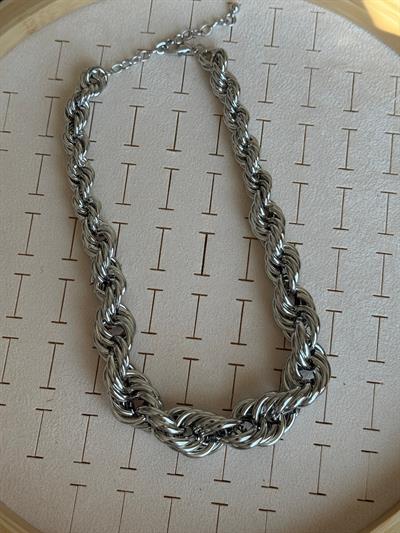 Vintage Gri Kalın Bırgu Kolye (50cm)