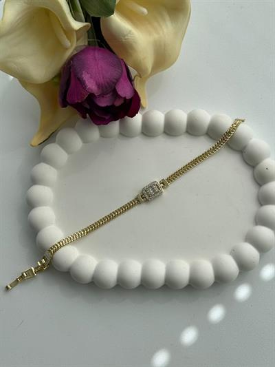 Vıp 14K Baget Taşlı Hasır Bileklik