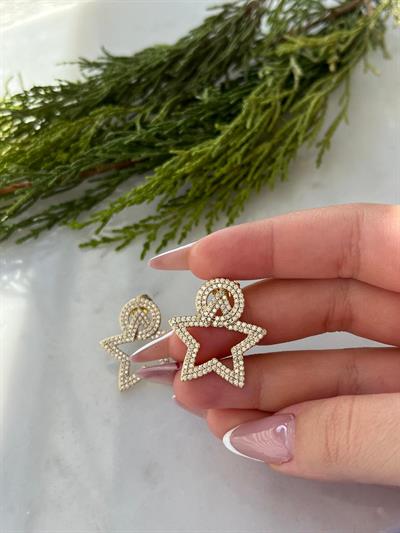 Vip 14K Taşlı Yıldız Küpe