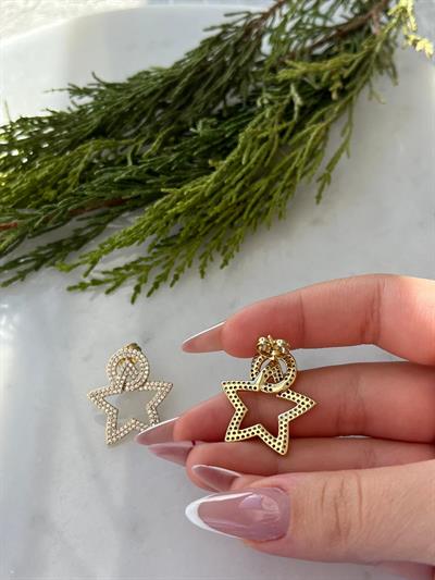 Vip 14K Taşlı Yıldız Küpe