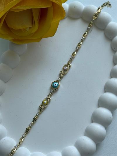 Vip 14K Üç Renk Nazarlı Bileklik