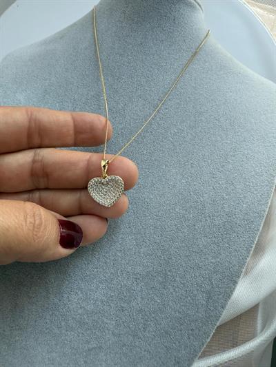 Vip 14K Zirkon Taşlı Kalp Figürlü Kolye