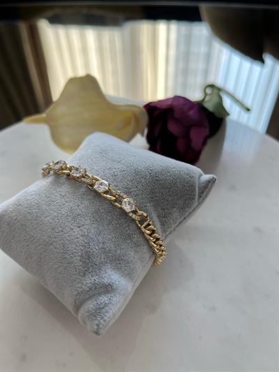 Vip 14KKesme Taşlı Zincir Bileklik