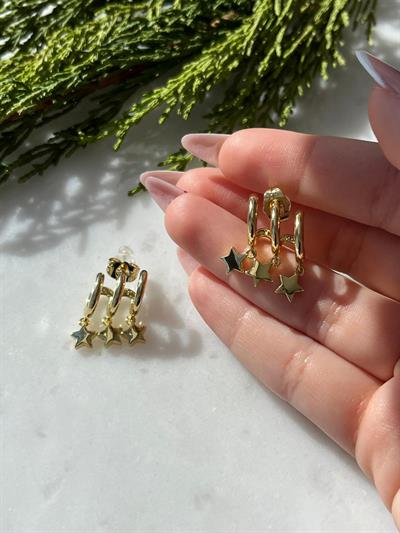 Vip 14k Çoklu Taşsız Yıldız Küpe