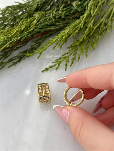 Vip 14k Izgara Model Kalın Halka Küpe