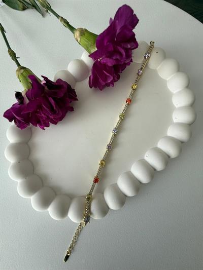 Vip 14k Renkli Taşlı Bileklik