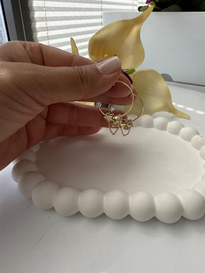 Vip 14k Zincir Charmlı İncili Küpe