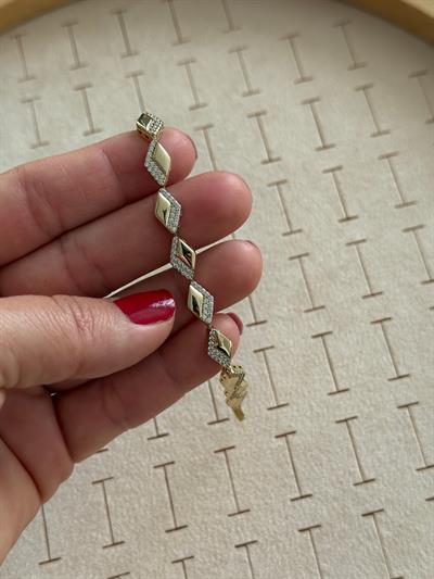 Vip 14k Zirkon Taşlı Baklava Model Bileklik