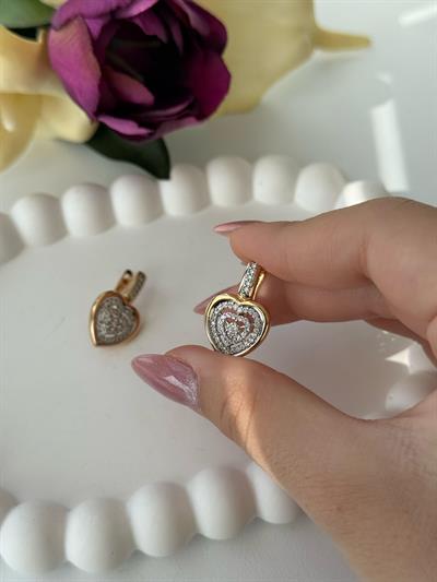 Vip 18k Çift Renk Kalp Küpe