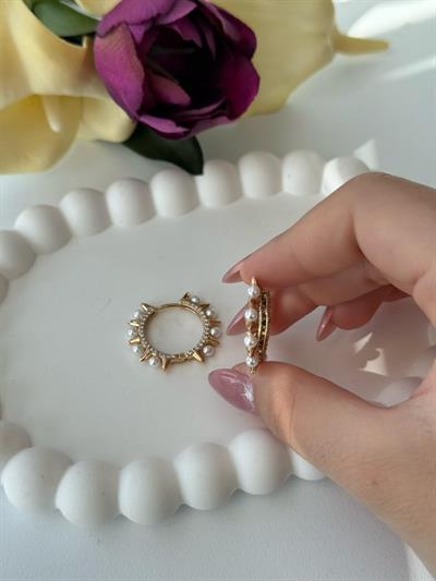 Vip 18k Çivili İncili Küpe