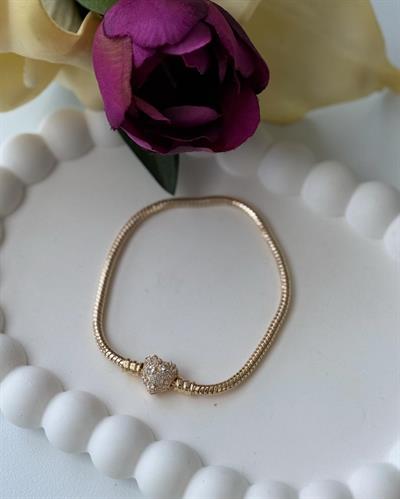 Vip 18k Zirkon Taşlı Kalpli Bileklik