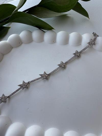 Vip Gri Taşlı Yıldız Bileklik