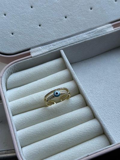 Vip İki Sıralı Zirkon Taşlı Ayarlanabilir Yüzük