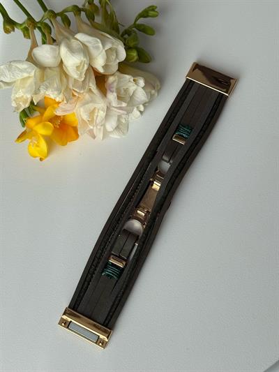 Yeşil Mıknatıslı Deri Bileklik