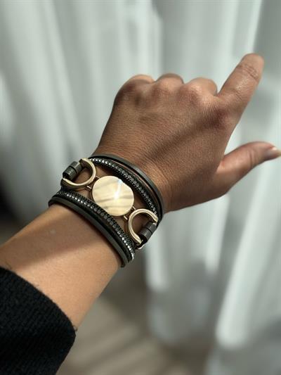 Yeşil Mıknatıslı Deri Bileklik