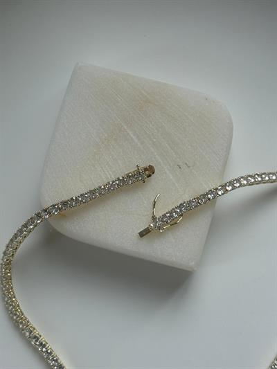 Çelik 14 k Dore Su Yolu Kolye-4mm