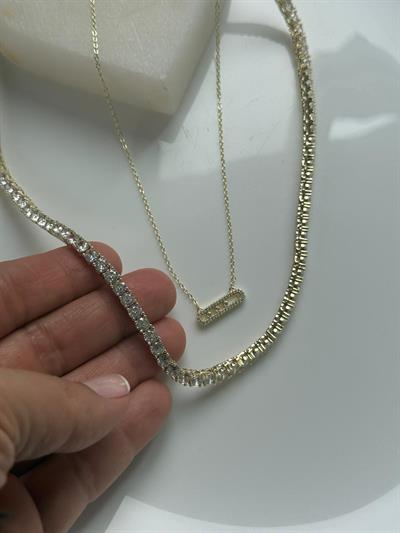 Çelik 14 k Dore Su Yolu Kolye Kombin -4mm