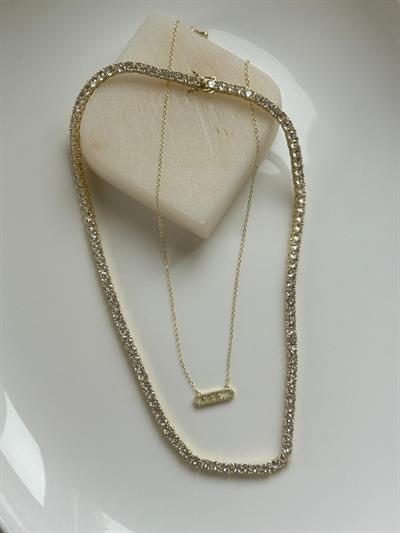 Çelik 14 k Dore Su Yolu Kolye Kombin -4mm