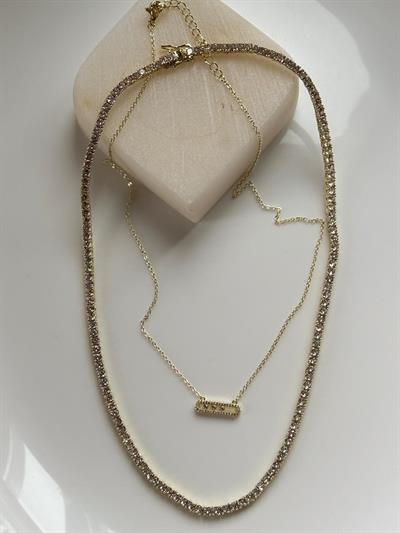 Çelik 14 k Dore Su Yolu Kolye Kombin -3mm