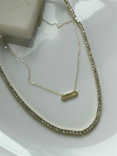 Çelik 14 k Dore Su Yolu Kolye Kombin -3mm