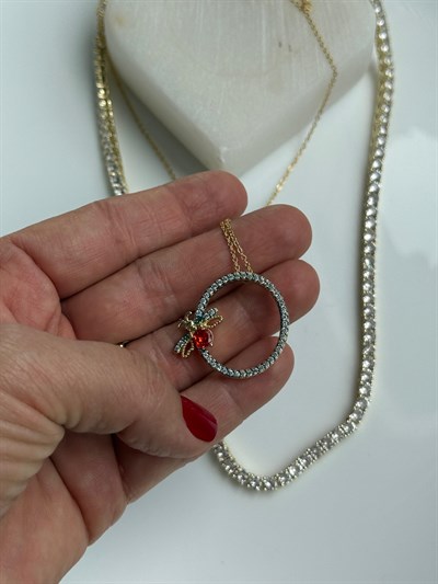 Çelik Arı Figürlü Kolye Kombini