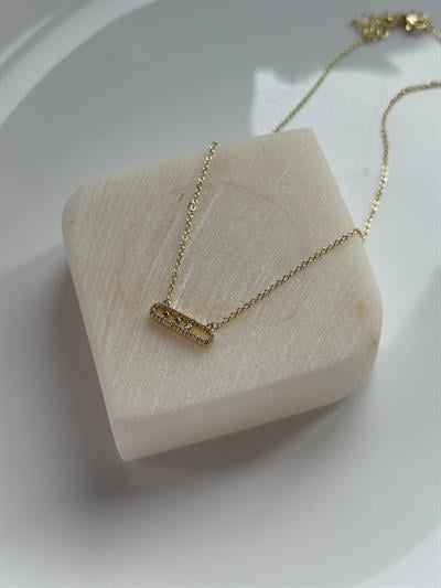 Çelik Dore Oval Zirkon Taşlı Kolye