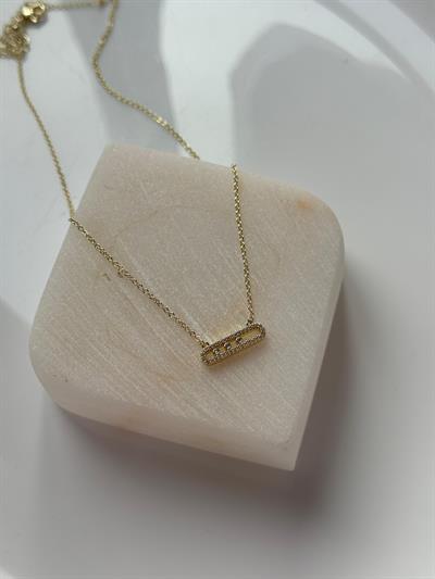 Çelik Dore Oval Zirkon Taşlı Kolye