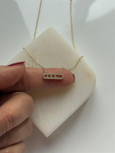 Çelik Dore Oval Zirkon Taşlı Kolye