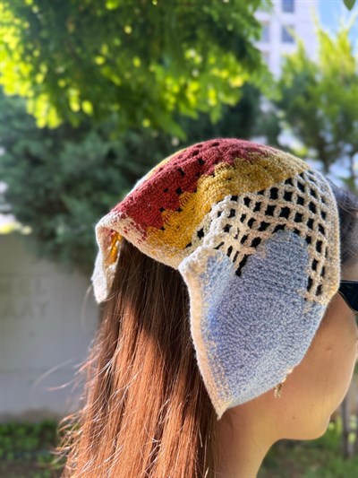 Kahverengi Desenli Üçgen İpli Bandana