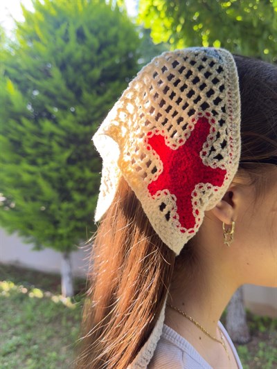 Kırmızı Deniz Yıldızlı Üçgen İpli Bandana