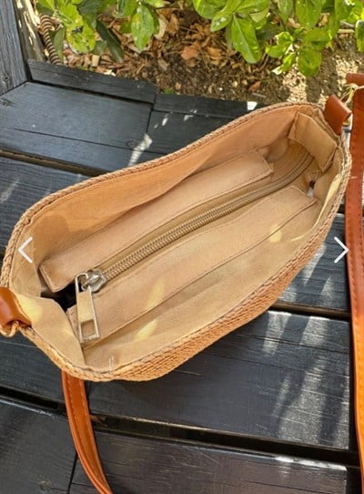 Mini Camel Askılı Hasır Çanta