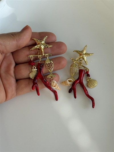 Özel Seri Bordo Kemik Model Küpe