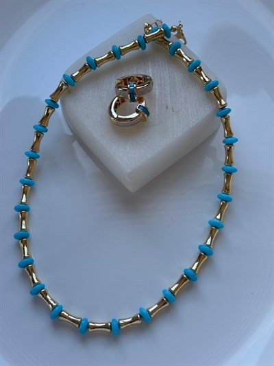 Özel Seri Mavi Kolye Küpe Kombini