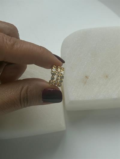 Özel Seri Mineli  Çiçek  Deteylı  Halka Küpe Kombini  Lacivert