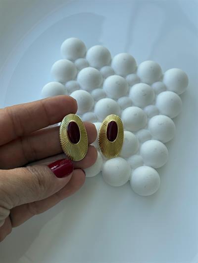 Özel Seri Minimal Bordo Vintage Küpe Küpe