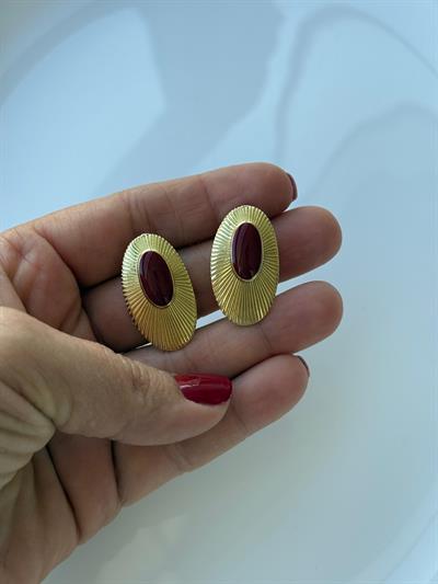 Özel Seri Minimal Bordo Vintage Küpe Küpe