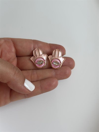 Özel Seri Pembe Rabia Ana Eli Küpe
