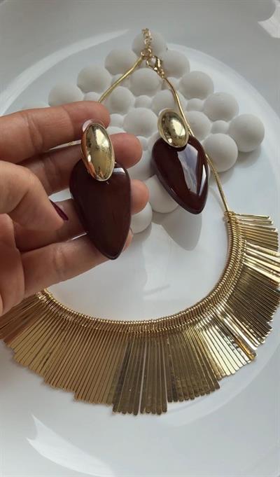 Özel Seri Plaka Kolye Damla Küpe Kombini