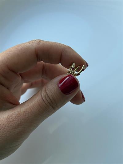 Viip 14k Mini Kırmızı Taşlı Çocuk  Küpe