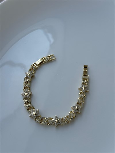 Vip 14 Dore Zirkon Taşlı Yıldız Bileklik