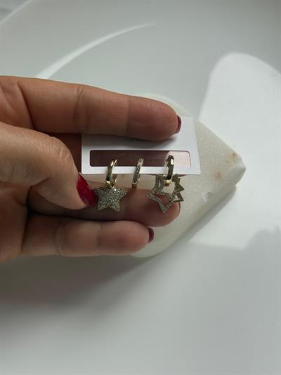 Vip  14k 3lü Yıldız Küpe