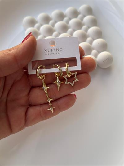 Vip 14k 3lü Yıldız Küpe