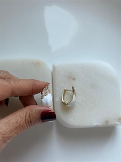 Vip 14k Beyaz Mineli Zirkon Taşlı Küpe