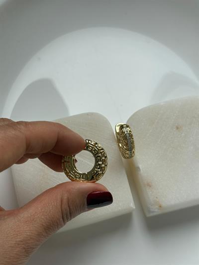 Vip 14k Dore Etnik Taşlı Halka Küpe